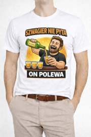 Koszulka na prezent „Szwagier Nie Pyta – On Polewa” - obrazek 3