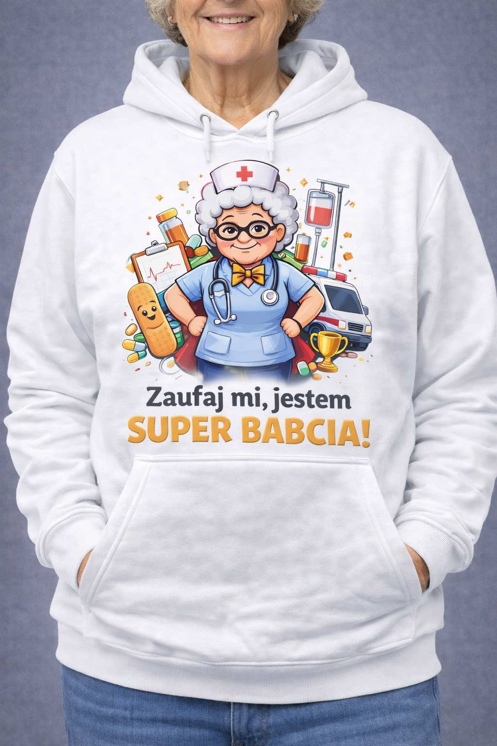 1EC16F9D-8647-4938-906B-54F43B37C297 Bluza damska „Zaufaj mi, jestem Super Babcią!” - obrazek 1