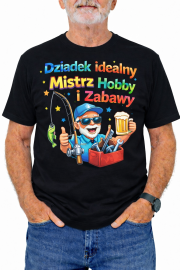 Koszulka „Dziadek idealny – Mistrz Hobby i Zabawy” - obrazek 2