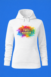 Bluza damska  z kapturem  z własnym nadrukiem