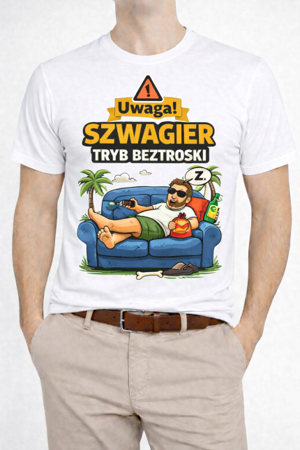 Koszulka „Uwaga! Szwagier – Tryb Beztroski”