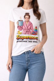 Koszulka damska „Supermoc: przetrwać bez snu” - obrazek 3