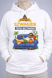 Bluza z kapturem „Uwaga! Szwagier – Tryb Beztroski”