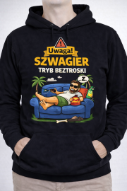 Bluza z kapturem „Uwaga! Szwagier – Tryb Beztroski” - obrazek 2