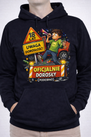 Bluza z kapturem „18 lat – Oficjalnie Dorosły (Podobno)” - obrazek 2