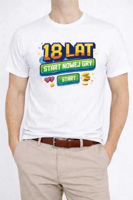 Koszulka Męska dla Gracza „18 LAT – Start nowej gry”