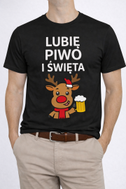 Koszulka Męska Świąteczna „Lubię Piwo i Święta”
