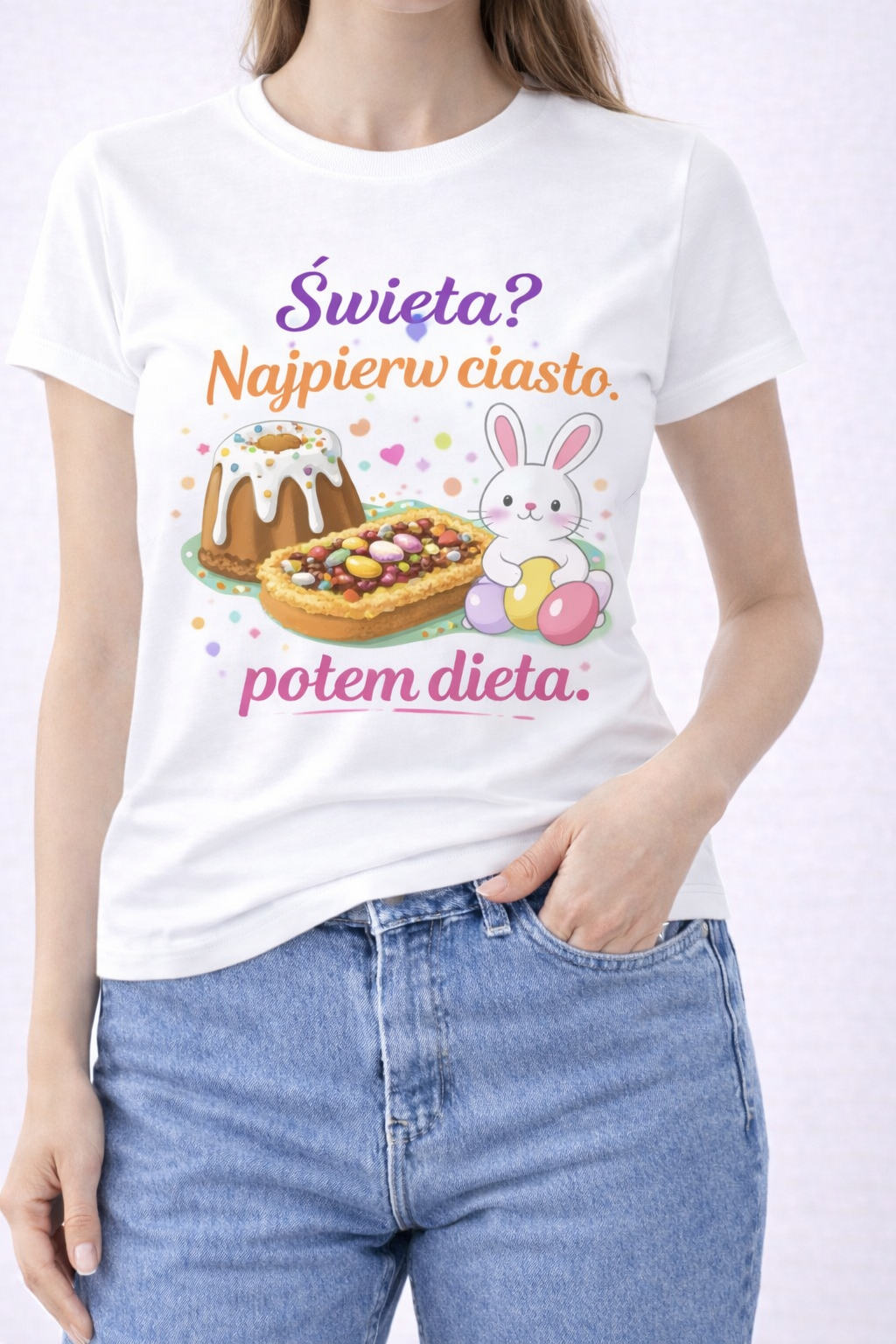 D029D717-06DB-400E-8AE6-46ECCD137440 Koszulka Damska „Święta? Najpierw ciasto, potem dieta” - obrazek 1