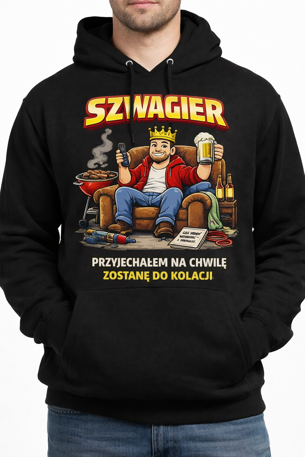 F5700873-B418-4030-97F0-FD33B2AC09D8 Bluza z kapturem „Przyjechałem na chwilę” - obrazek 1