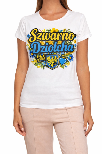 Koszulka Damska na prezent „Szwarno Dziołcha”