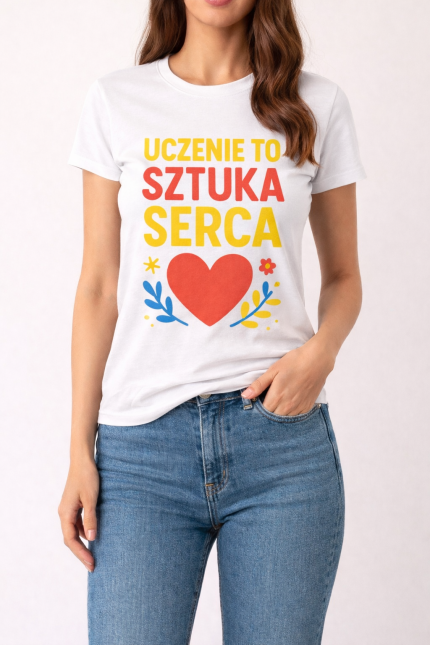 Koszulka damska „Uczenie to sztuka serca”
