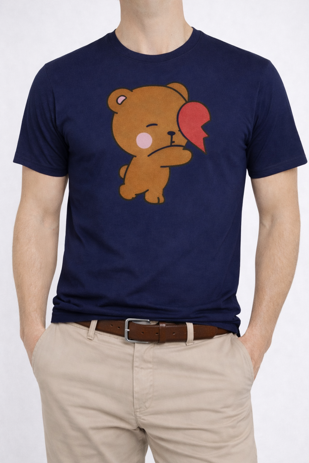 granatowa Koszulka Męska ,,MIŚ I POŁÓWKA SERCA” - obrazek 1