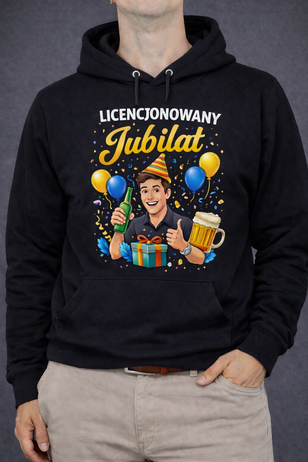 0DB0C9C8-C543-4E55-9E33-144A537B9A70 Bluza z kapturem „Licencjonowany Jubilat” - obrazek 1