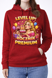 Bluza damska z kapturem „Level Up! 30 Rocznik Premium” - obrazek 2