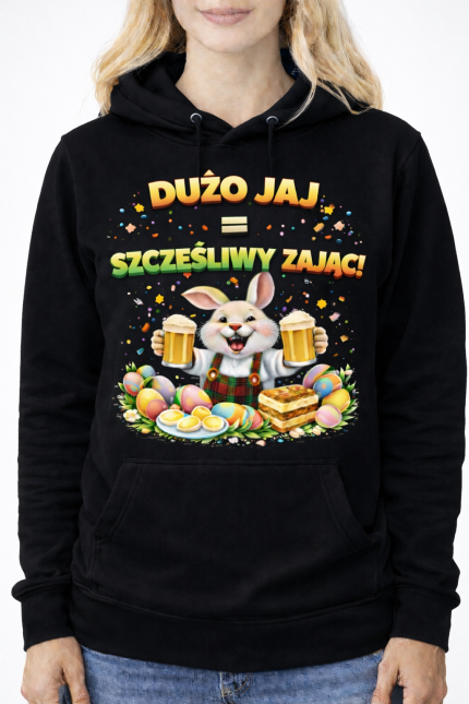 Bluza z kapturem „Dużo jaj = szczęśliwy zając!”