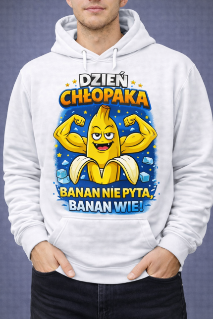 Bluza z kapturem „Banan Nie Pyta, Banan Wie!”