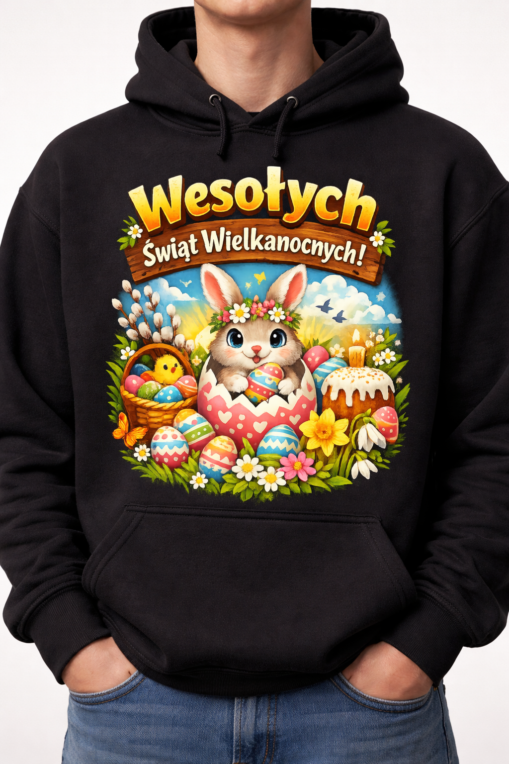 91CD8422-13B5-44D8-93A7-2EC5A12692DF Bluza z kapturem „Wesołych Świąt Wielkanocnych!” - obrazek 1