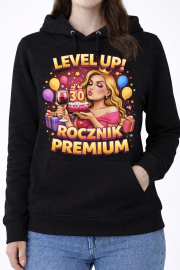 Bluza damska z kapturem „Level Up! 30 Rocznik Premium” - obrazek 3